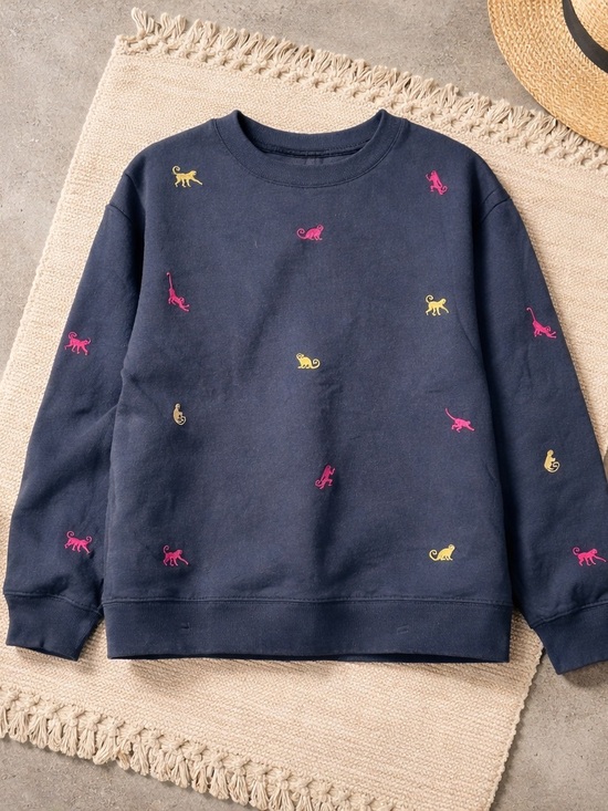 Lilly Pulitzer Tops - Lilly Pulitzer Ballad low tide navy monkey sweatshirt women’s size medium